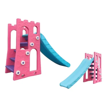 Escorregador Infantil Trampolim Brinquedos Dino Castelo Rosa 4 Degraus