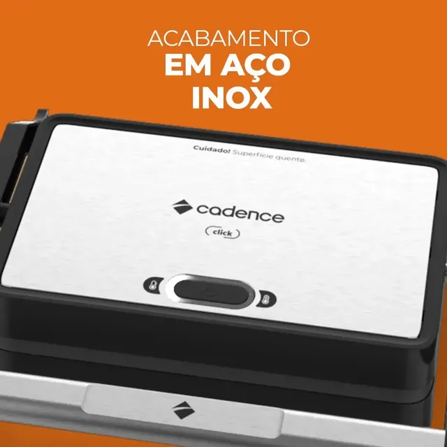 Grill Elétrico GRL200 Click 1200W Chapas Antiaderentes Aço Inox Cadence