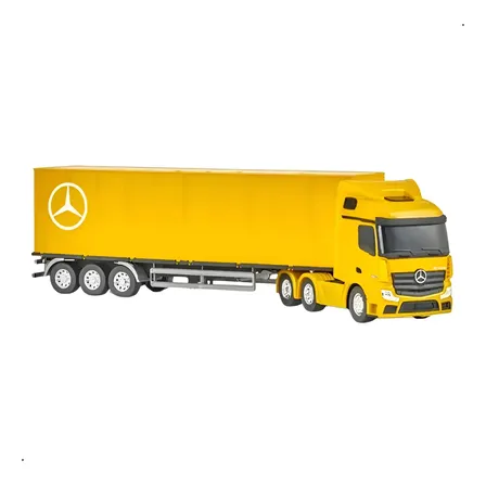 Caminhão Brinquedo Mercedes Benz Bau Actros Articulada Usual Cor Amarelo