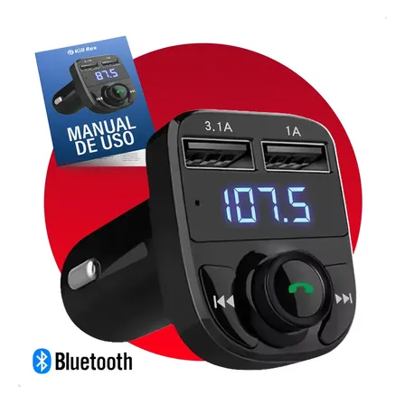 Adaptador Bluetooth Carro Transmissor Universal Rádio Som Antigo Automotivo Com Manual Carregador USB Liga no Acendedor – Marca Kill Rex