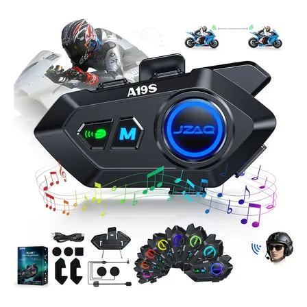 Intercomunicador JZAQ A19S Bluetooth 5.4 para Capacete com Alcance de 500m