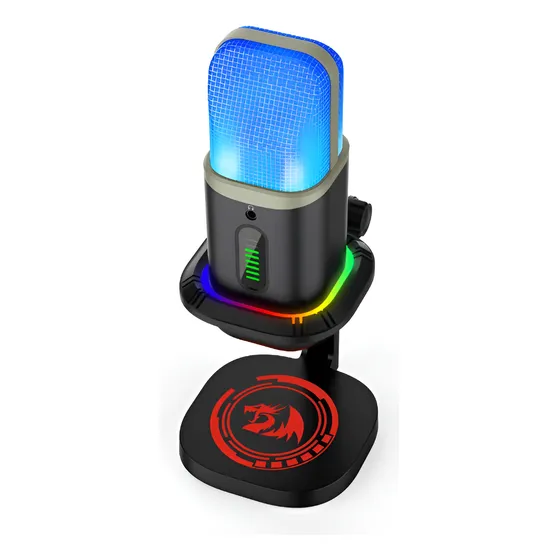 Microfone Gamer Redragon Echowave RGB Preto Condensador
