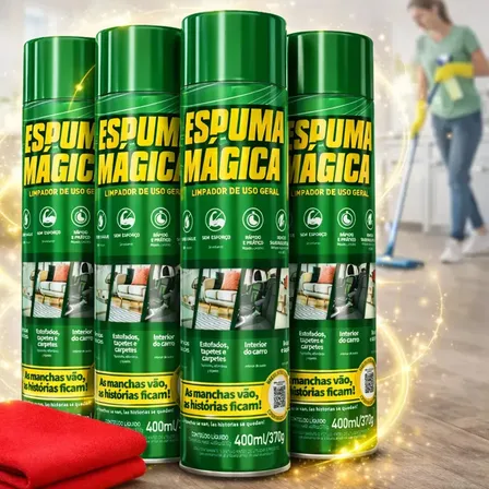 Kit C/ 4 Produto P/ Limpar Sofá Carro Colchão Espuma Mágica Branco Proauto