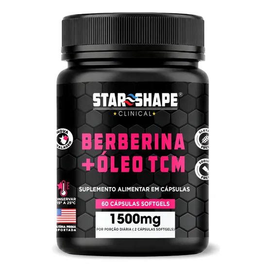 Berberina + Óleo Tcm - 1500mg - 60 Cápsulas - Star Shape Sem Sabor