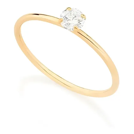 Anel Rommanel Banhado Ouro Solitário Zircônia 513053 Cor Dourado Tamanho 18 Dourado 18