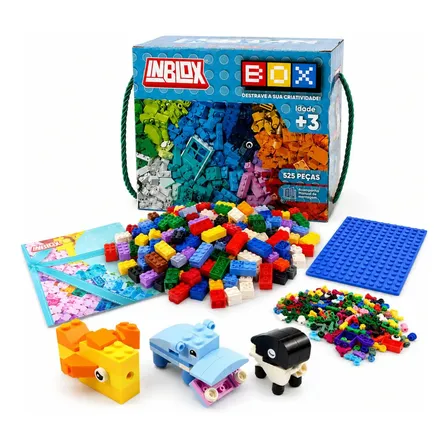 Blocos De Montar Inblox 525 Peças Educativo Caixa Organizadora Brinquedo Criança
