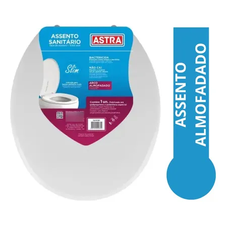 Assento Vaso Sanitário Slim Almofadado Universal Oval Astra Branco