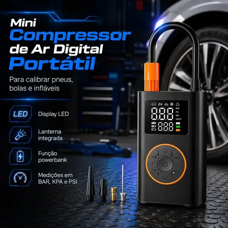 Calibrador Compressor Bomba De Ar Digital Portátil Para Encher Pneu Carro Moto Bicicleta Bola Piscina Inflável