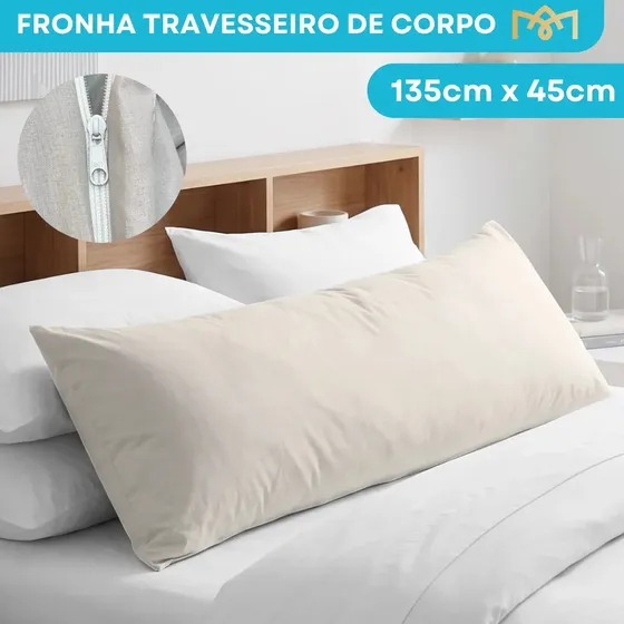Fronha Para Travesseiro De Corpo 1,35x45 Percal 400 Fios Algodão Cinza Claro