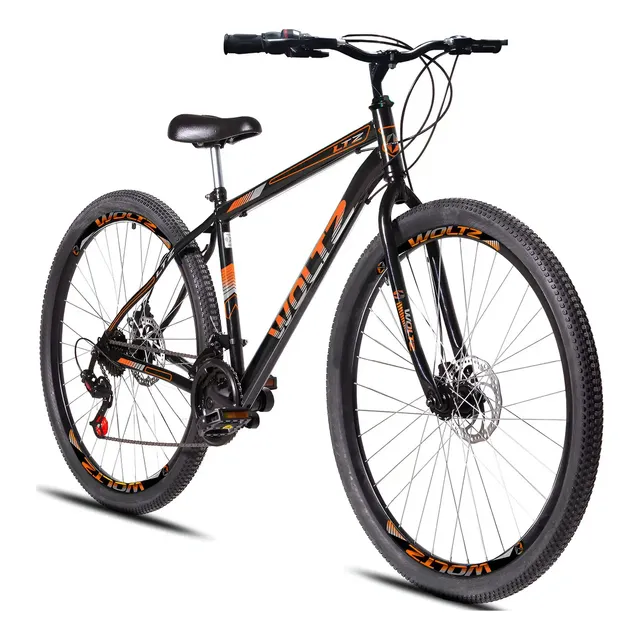 Bicicleta Aro 29 Woltz Ltz 21 Marchas Freios Mecânicos Cor Preto E Laranja Tamanho Do Quadro 17