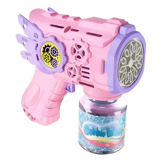 Brinquedo Bubble Gun Maquina Arminha Pistola Bolha De Sabão Infantil Cor Rosa