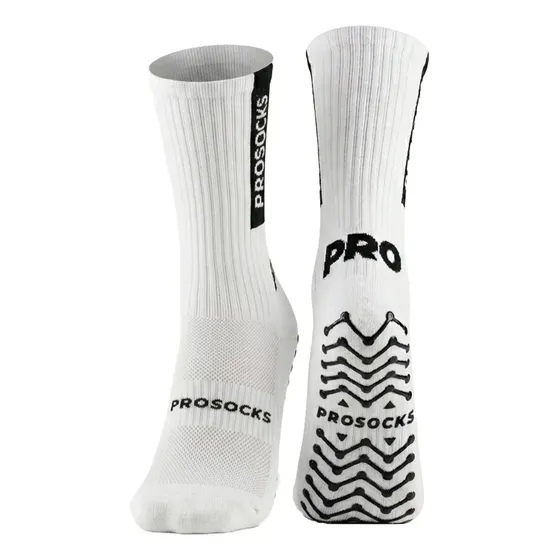 Meia Antiderrapante Futebol ProSocks UltraGrip Cano Alto Meião Futebol Grip para Chuteira Meia Esportiva com Alta Estabilidade, Conforto e Tecnologia Profissional | Branco, Tamanho 38-44