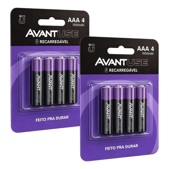Kit 8 Pilhas Recarregável Comum Aa 2700mah Avant Use