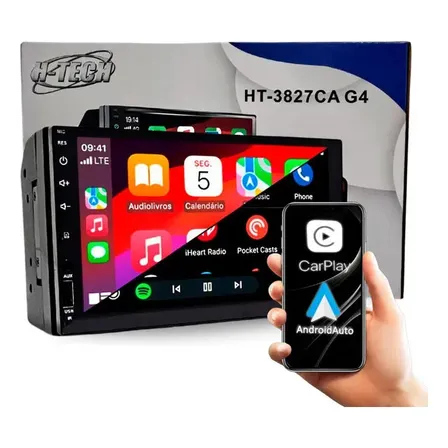 Multimídia Mp5 7 Carplay E Android Auto Sem Fio H-tech Preto