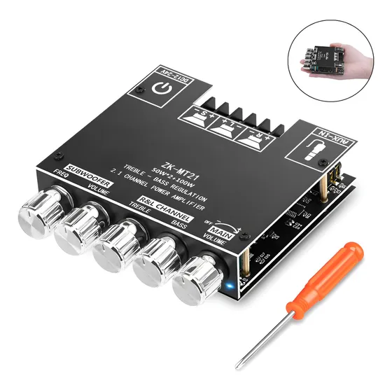 Placa Amplificador 2.1 Bluetooth 100W RMS iBoa2 ZK-MT21 Som Ambiente