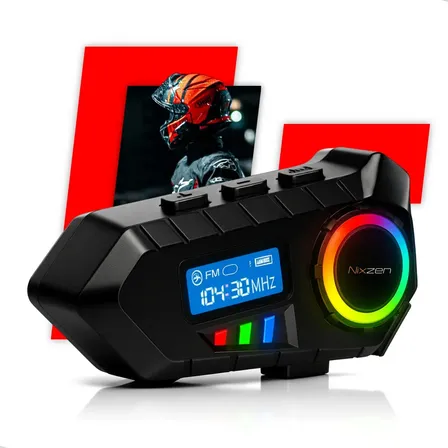 Fone De Ouvido Capacete Bluetooth Moto Comunicador Sem Fio Lançamento Com Visor Fm Microfone Rgb Headset Wireless Nixzen