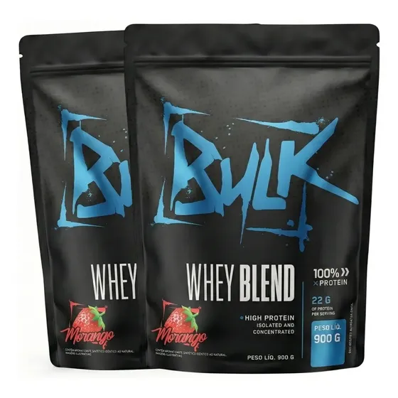 Kit 2x Whey Protein Blend 900g Pó | Bulk Nutrition Sabor Morango