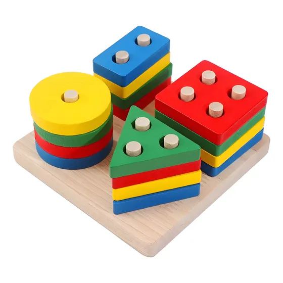 Brinquedo Educativo Montessori Geométrico de Madeira 2 Anos Multicolorido
