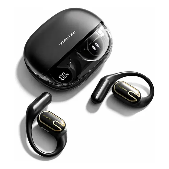 Fone de Ouvido Esportivo Bluetooth 6.0 Com Gancho Para Xiaomi Samsung iPhone Motorola Open Ear IPX7 À Prova D'Água 68h Bateria Para Corrida Academia Com Microfone Carregamento USB‑C Cor Preto