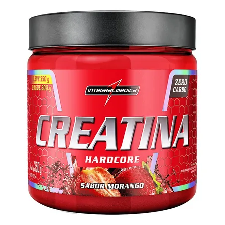 Creatina Hardcore Com Sabor 350g - Integralmedica Sabor Morango
