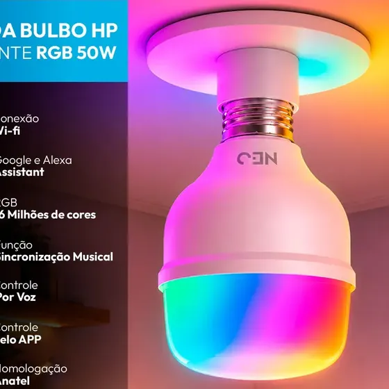 Lampada Smart Bulbo Hp 50w 2700k/6500k Rgb E27 Neo By Avant Rgb
