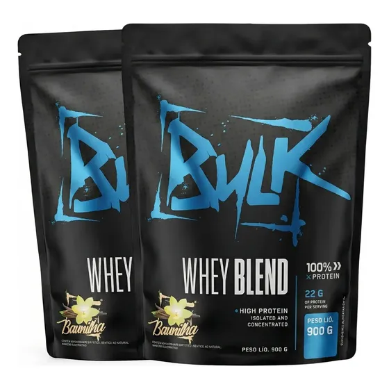 Kit 2x Whey Protein Blend 900g Pó | Bulk Nutrition Sabor Baunilha