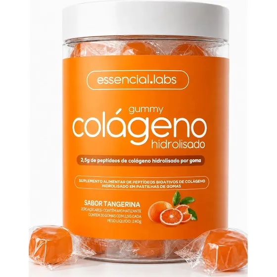 Gummy De Colágeno Verisol® Com 2,5g De Peptídeos Bioativos Por Gummy E Tecnologia Alemã - 30 Doses - Sabor Tangerina