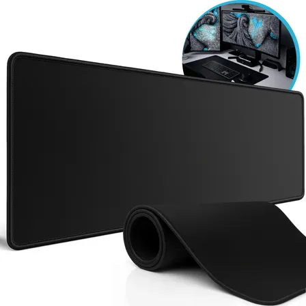Mousepad Gamer 90x40 Extra Grande Antiderrapante Desk Pad Mouse Pad Grande Speed/control Preto Liso