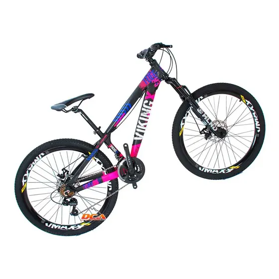 Bicicleta Aro 26 Vikingx Tuff25 21 Velocidades Freio A Disco Cor Preto/rosa Tamanho Do Quadro 13,5
