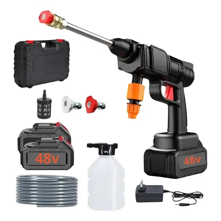 Lavadora Portátil Alta Pressão Pistola 1000w 48v 2 Baterias Preto 127/220v