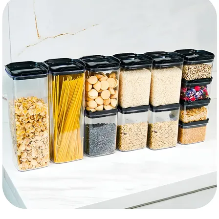 Kit 12 Potes Herméticos Porta Mantimentos Quadrado Cozinha Cor Preto