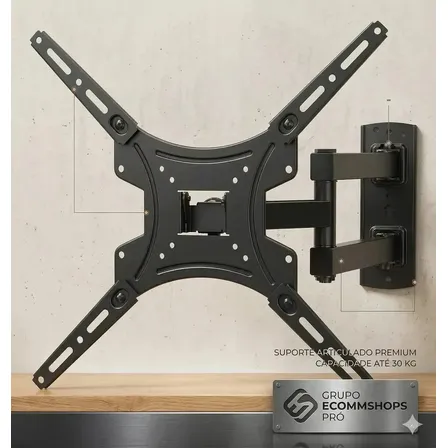 Suporte Articulado Tri-articulado De Parede Para Tv 14 A 55 Com Braço Longo Preto