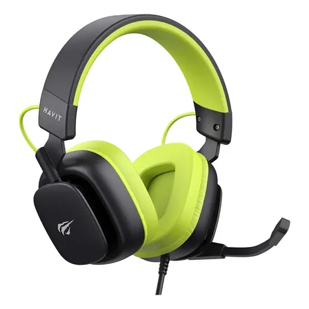 Fone de ouvido para jogadores Havit H2048u Sound 7.1 40 mm, preto com verde