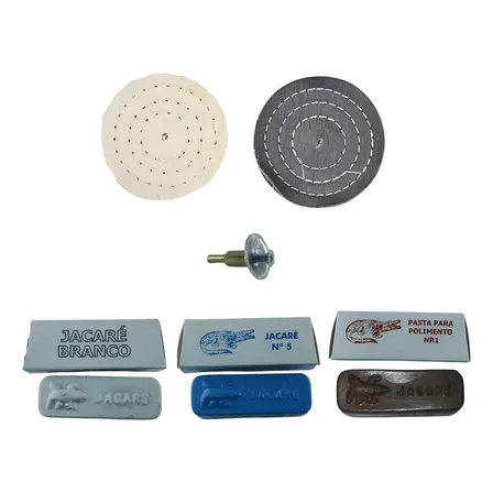 Kit Polimento 6pçs Furadeira Massas Aluminio Inox Rodas 3pol 127v