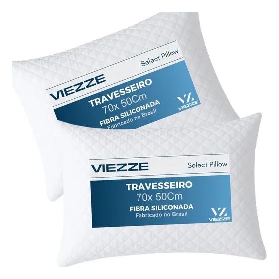 Kit 2 Travesseiros Luxo Matelado Fibra Antialérgica 70x50cm Branco