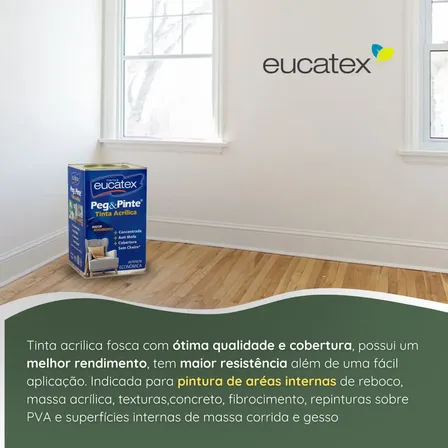 Tinta Eucatex Acrílica Peg Pinte Anti-mofo 18l - Cores Acabamento Fosco Cor Branco