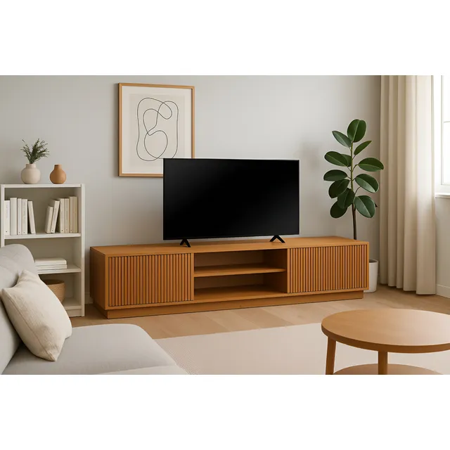 Rack Mavaular Valência Mdf Natural 180cm Para Tv Até 75'' 2 Portas Moderno