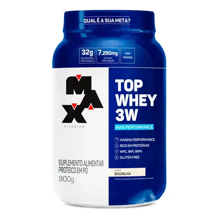 Top Whey 3w Mais Performance 900g Max Titanium Wwhey Isolado Sabor Baunilha