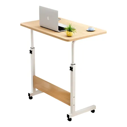 Mesa Lateral Ergonômica Multiuso Com Altura Regulavel E Rodinhas Mesinha Notebook Laptop Cama Sofá Ajustavel Cor Madeira Luvinco