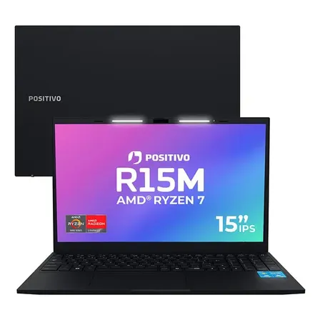 Notebook Positivo Vision R15m Amd Ryzen 7-5825u Linux 16gb Ram 512gb Ssd Wi-fi 6 Tela 15,6 Full Hd Ips Antirreflexo - Permite Upgrade De Memória Ram E Ssd - Preto