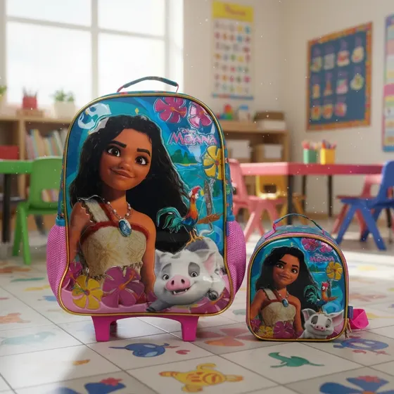 Kit Mochila Lancheira Xeryus Kit Moana Rosa