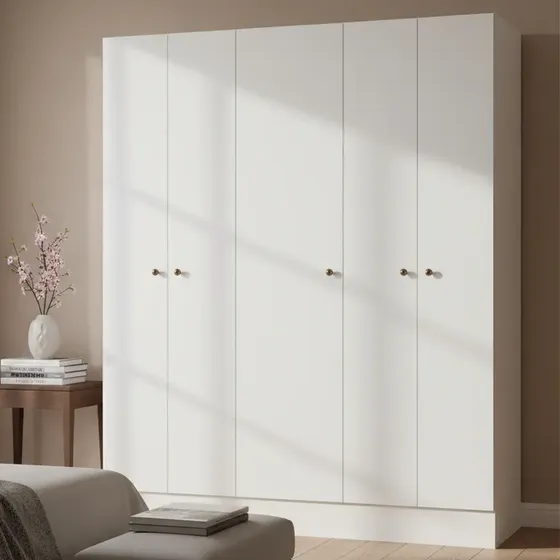 Guarda-roupa Solteiro 5 Portas MDP Branco Moderno Demóbile Ártico
