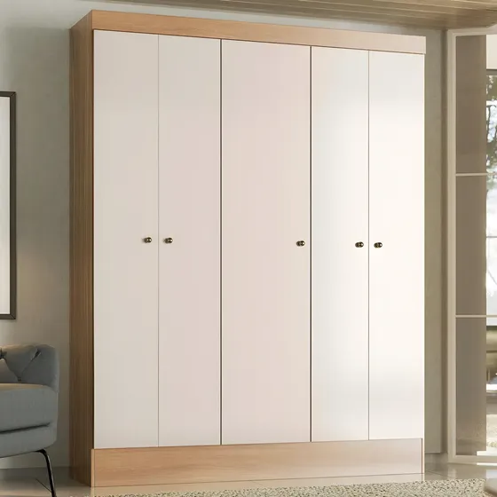 Guarda-roupa Ártico Com 5 Portas Demóbile - Amêndola Com Off White