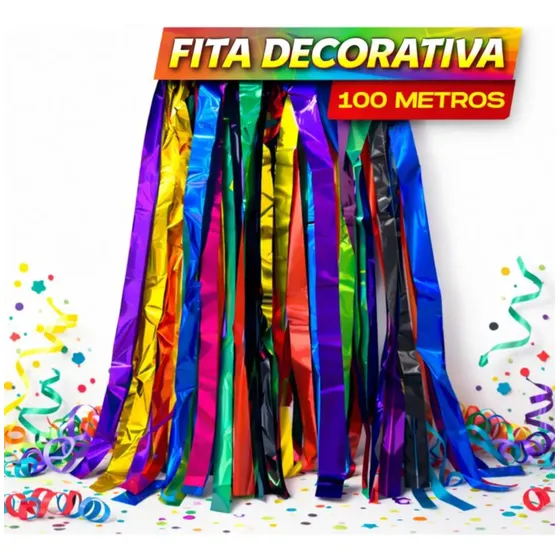 Bandeirinha Metalizada 100m Carnaval Real Seda Prateado Fita Varal