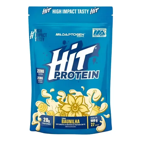 Suplemento Hit Protein Adaptogen Science Sachê 900g Whey Protein Zero Gluten Zero Açucar Sabor Baunilha
