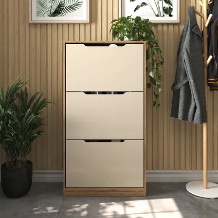 Sapateira Industrial Com 3 Gavetas 6 Prateleiras Lâmina Inclináveis Estilo Multiuso Organizador De Calçados Design Moderno Para Quarto E Entrada Mod: Volta