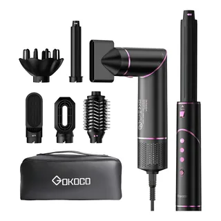 Secador De Cabelo Gokoco Com 7 Em 1 Escova Hot Air Styler Cor Preto