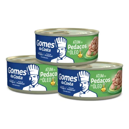 Kit 3 Un - Atum Em Pedaços Em Óleo - 170g - Gomes Da Costa