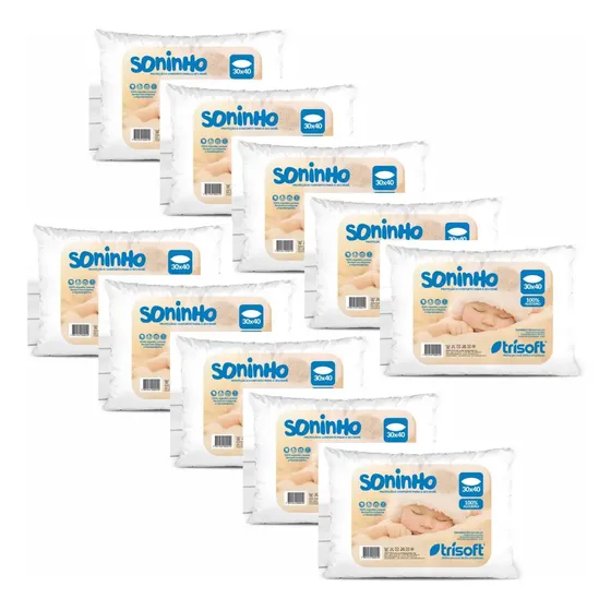 Travesseiro Bebê Trisoft Soninho Kit 20 Unidades 30x40cm Percal Branco