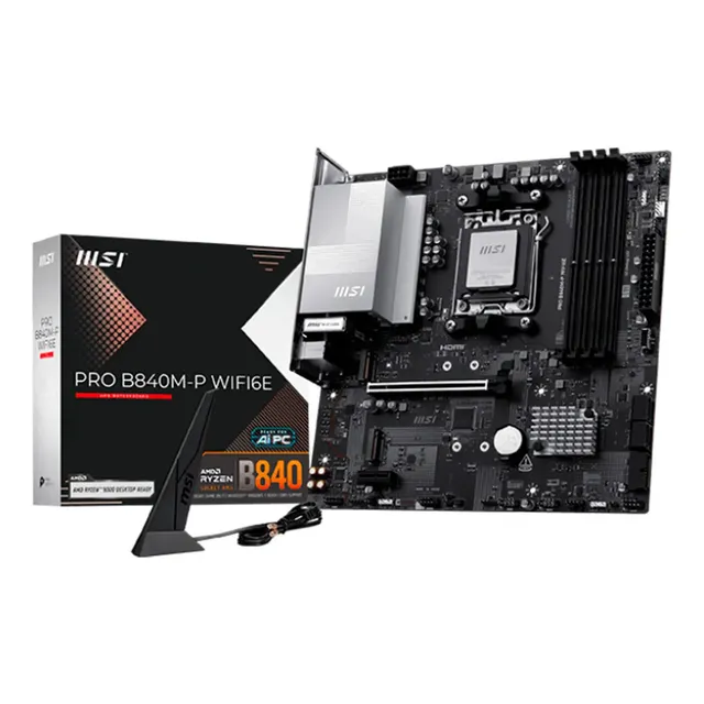 Placa-mãe Msi Pro B840m-p Wifi6e Am5 4x Ddr5 2x M.2 Pcie 4.0 Usb-c Wifi 6e Bt 5.3 Micro Atx Preto